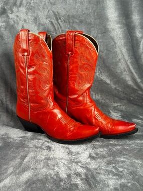 Dan Post Western Boots Womens 7.5 M Dark Orange Leather Rodeo Festival Cowgirl